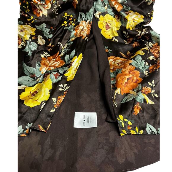 VERONICA BEARD Pixie Floral Ruched Silk Midi Skirt | Womens 0, Oxblood Brown - Picture 10 of 11